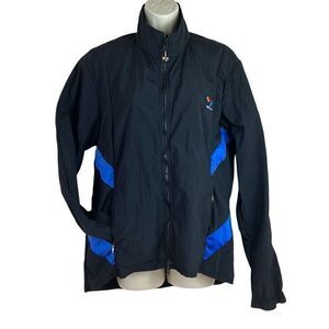Bellwether Vintage 1980s Black and Blue Windbreaker Athletic Zipper Jacket Size